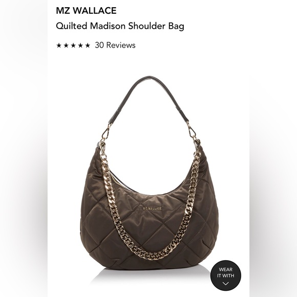 MZ Wallace Brown Quilted Madiso Shoulder Women's Bag - Picture 10 of 12